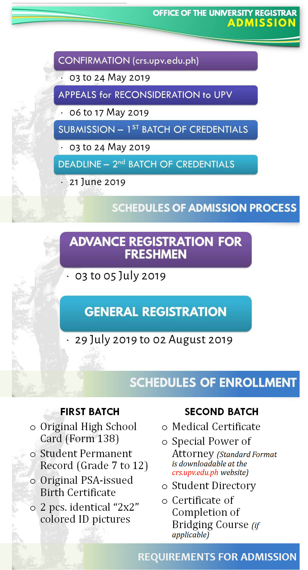 Upv Crsis - admission for first semester a y 2019 2020